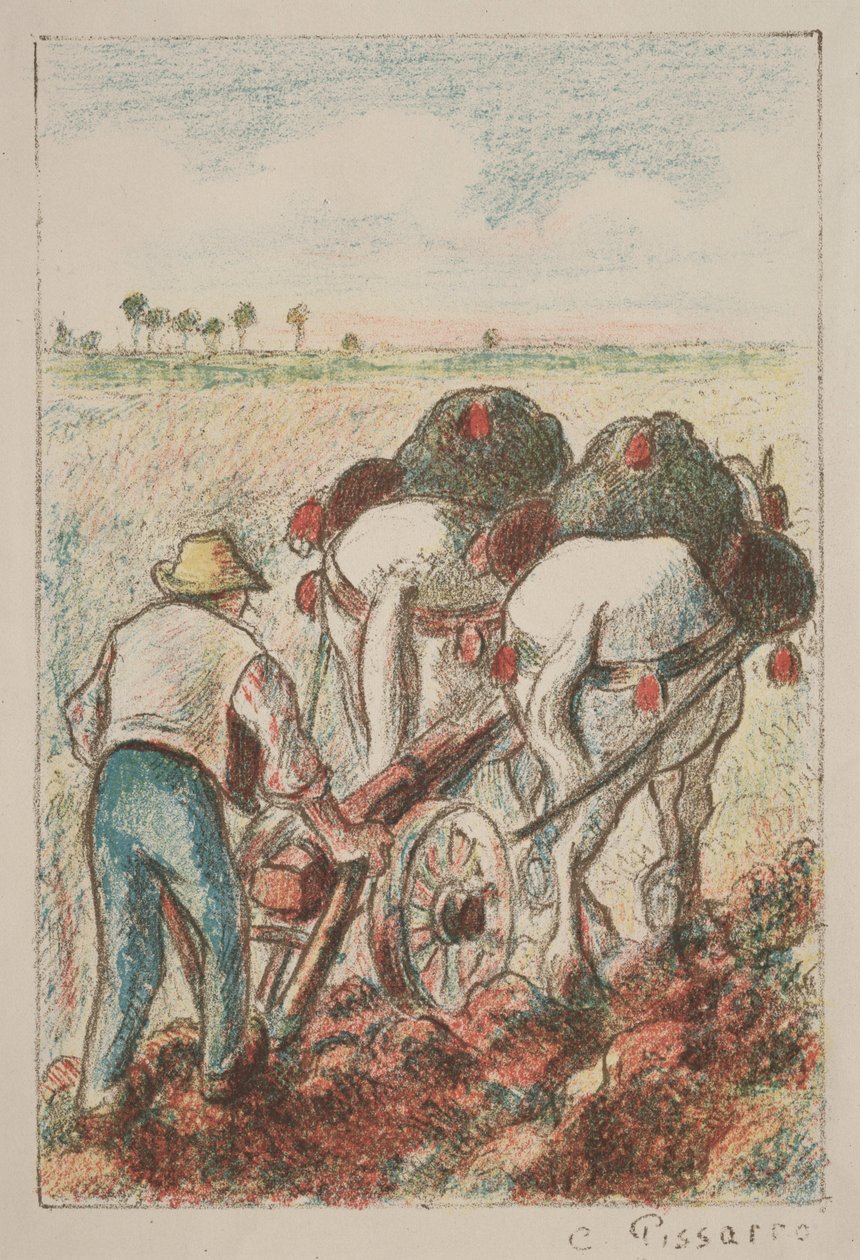 La Charrue, 1901 door Camille Jacob Pissarro
