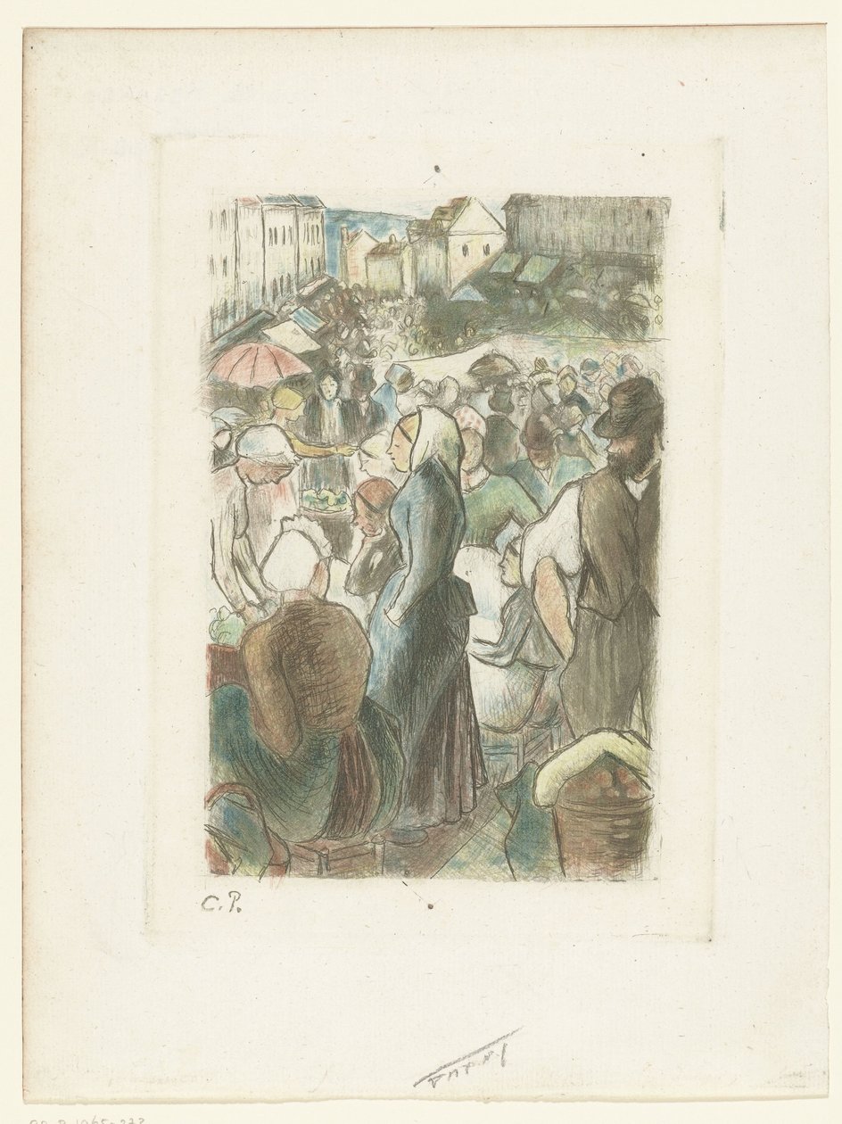 Markt in Gisors door Camille Jacob Pissarro
