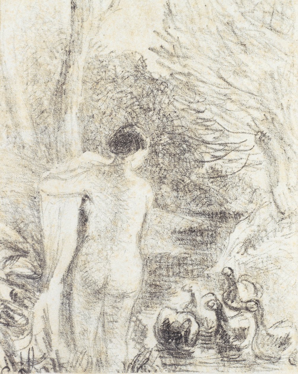 Naakt met Zwanen, ca. 1895 door Camille Jacob Pissarro