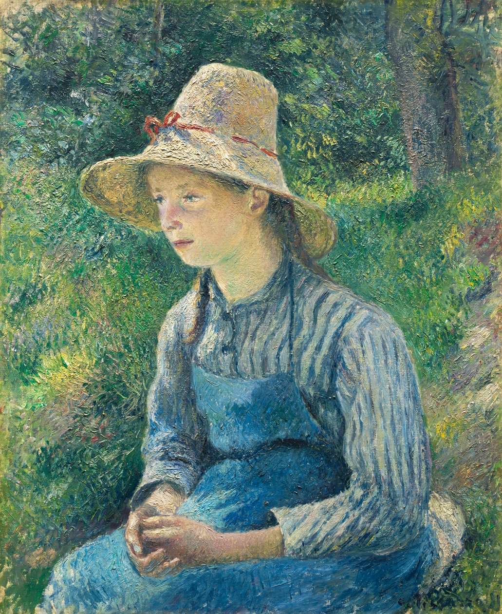 Boerenmeisje met een Strohoed, 1881 door Camille Jacob Pissarro