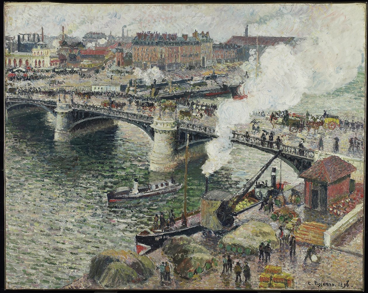 Pont Boieldieu in Rouen, Vochtig Weer, 1896 door Camille Jacob Pissarro