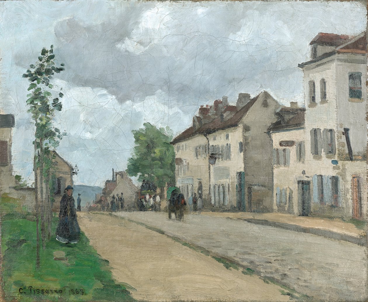 Straat in Pontoise (Rue de Gisors) door Camille Jacob Pissarro