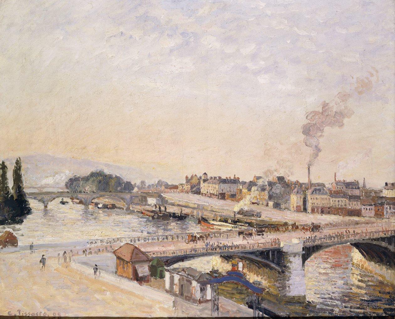 Zonsopgang over Rouen; Lever du Soleil à Rouen, 1898 door Camille Jacob Pissarro