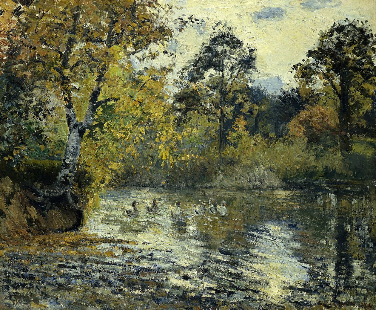 De vijver van Montfoucault door Camille Jacob Pissarro