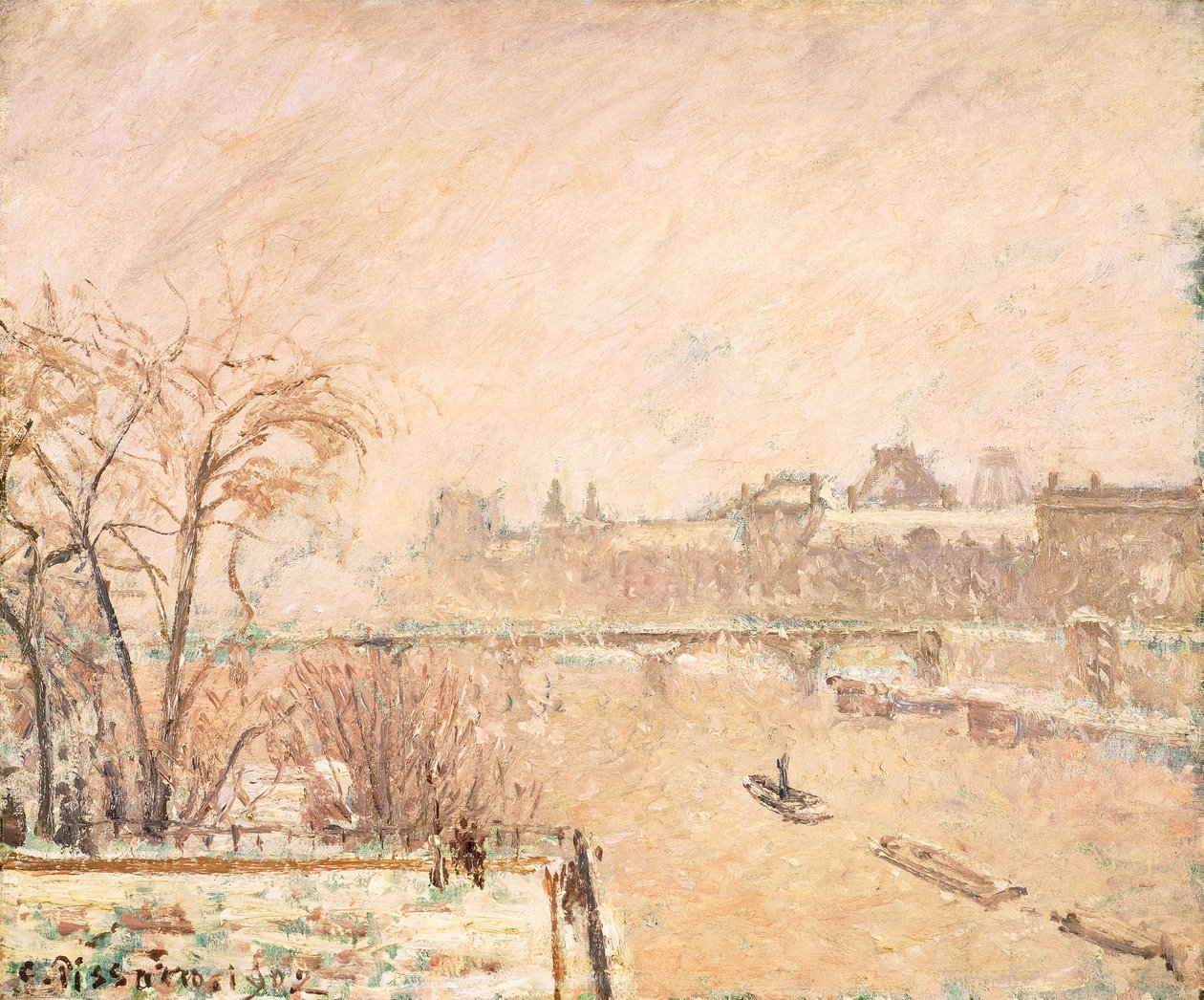 De Seine vanaf de Pont-Neuf door Camille Jacob Pissarro