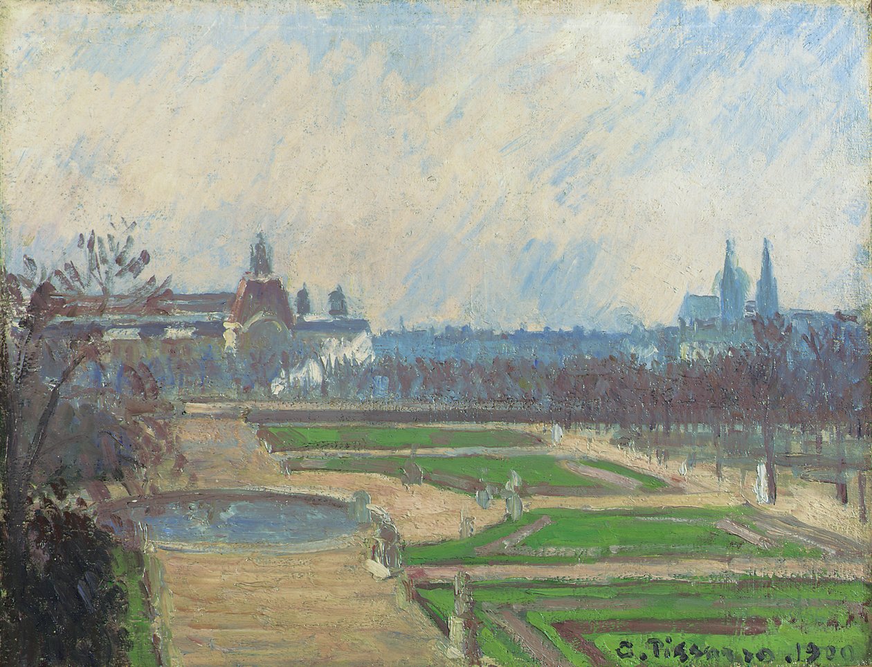 De Tuilerieën en het Louvre, 1900 door Camille Jacob Pissarro