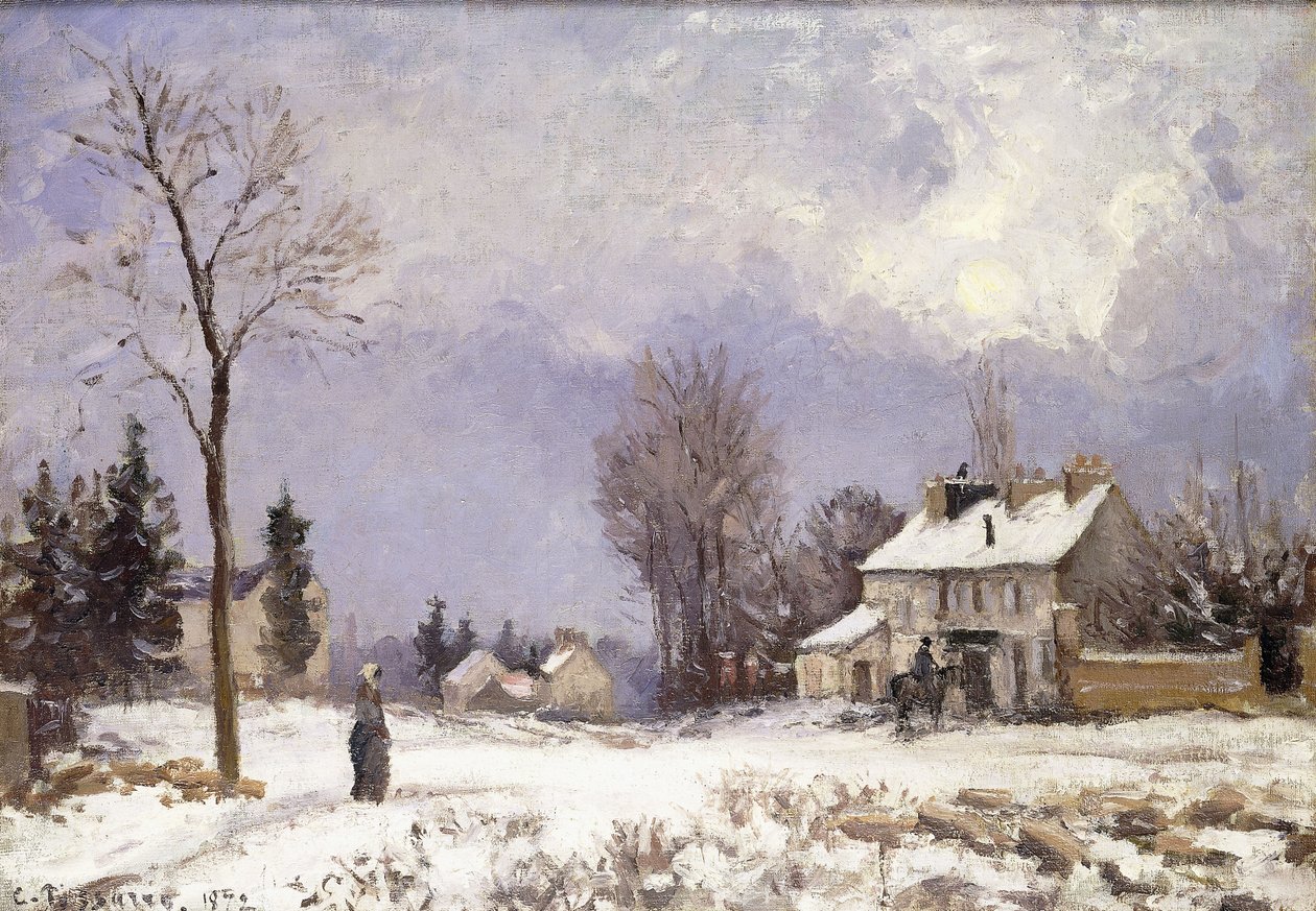 De weg naar Versailles in Saint-Germain in Louveciennes, 1872 door Camille Jacob Pissarro
