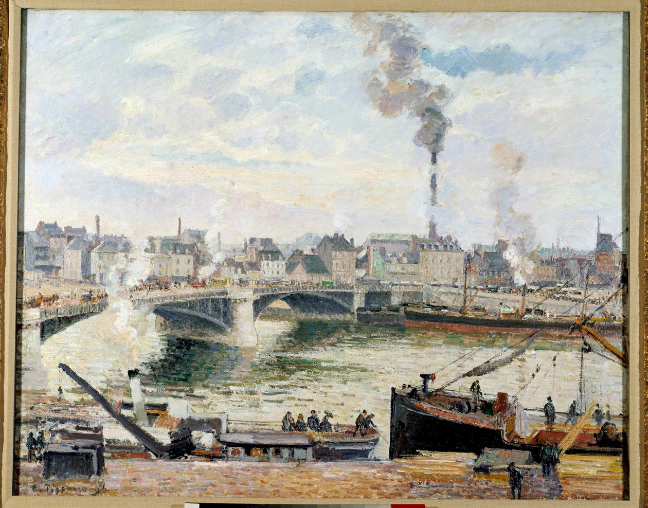De grote brug van Rouen door Camille Jacob Pissarro