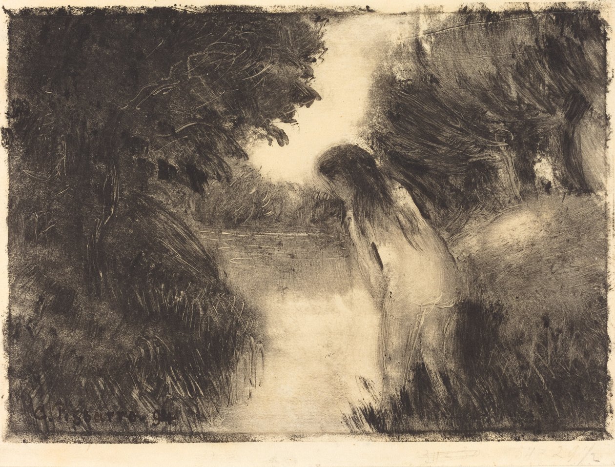 Een Bader door Camille Pissarro