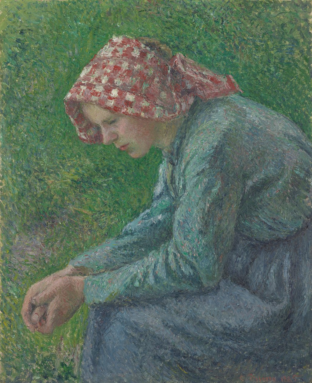 Zittende boerin door Camille Pissarro