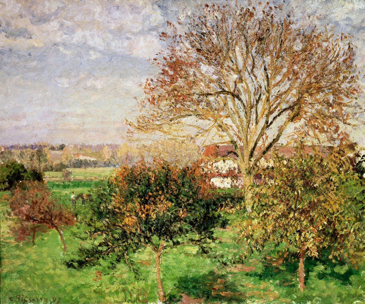 Herfstochtend in Éragny door Camille Jacob Pissarro