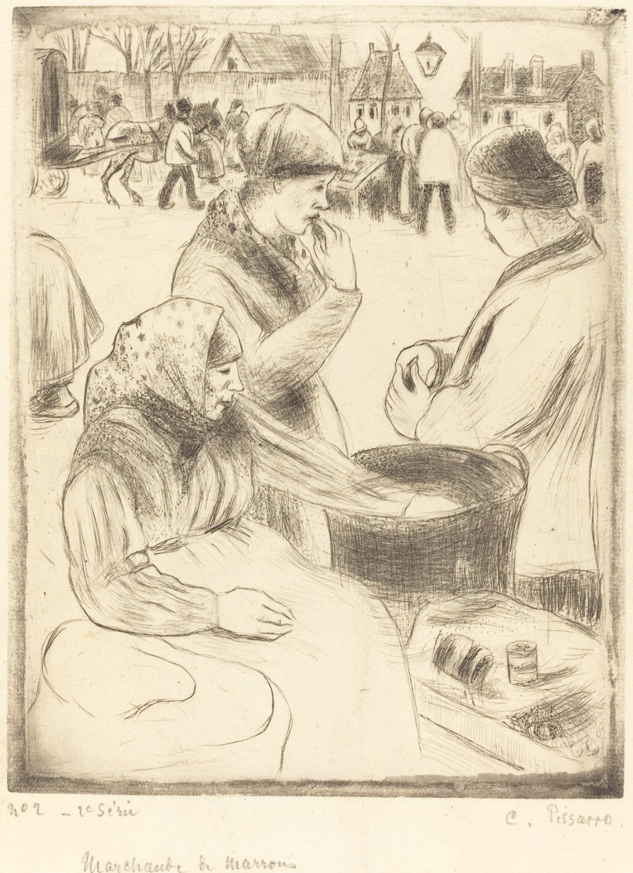 Kastanjeverkopers, 1878 door Camille Pissarro