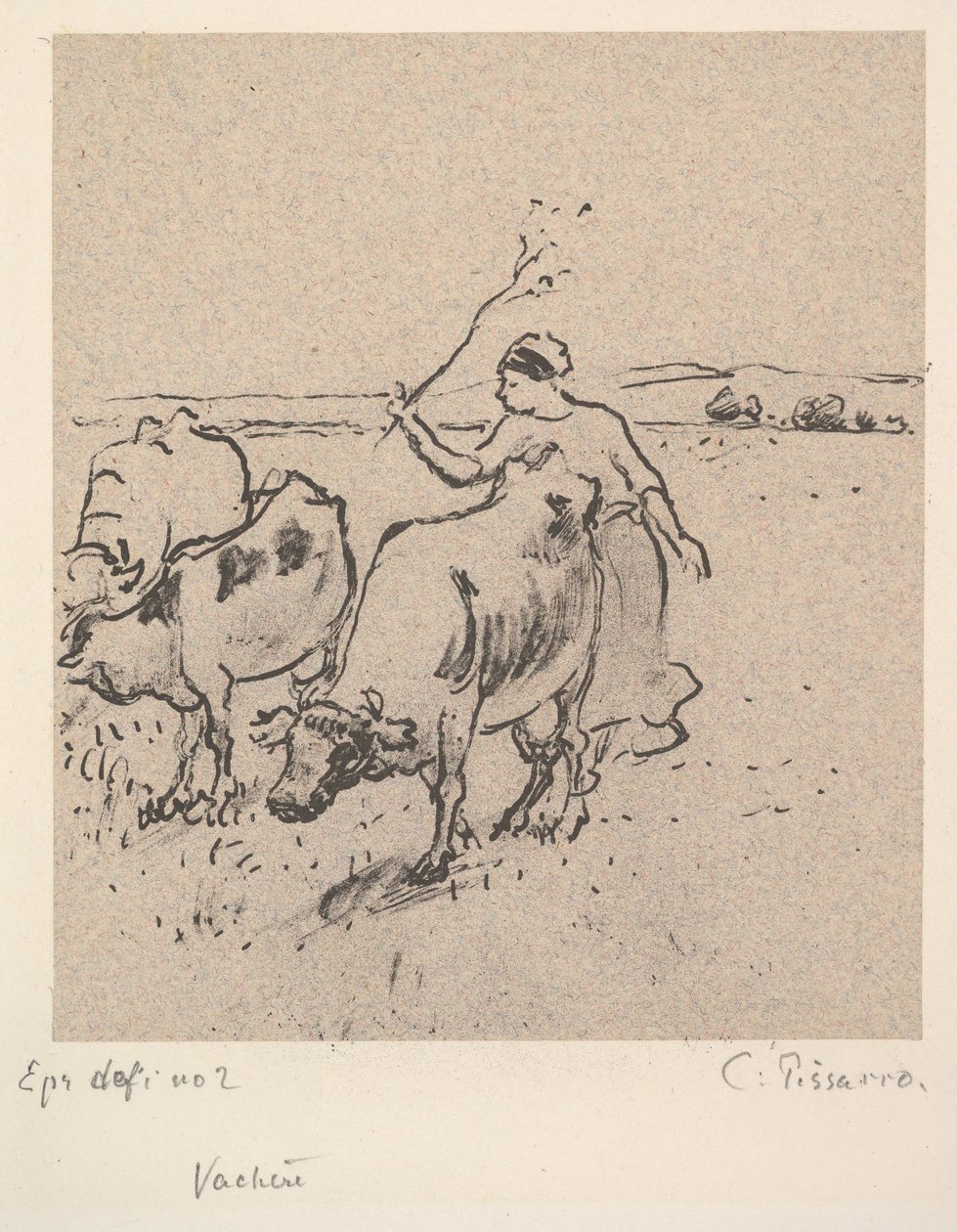 Koeherder door Camille Jacob Pissarro