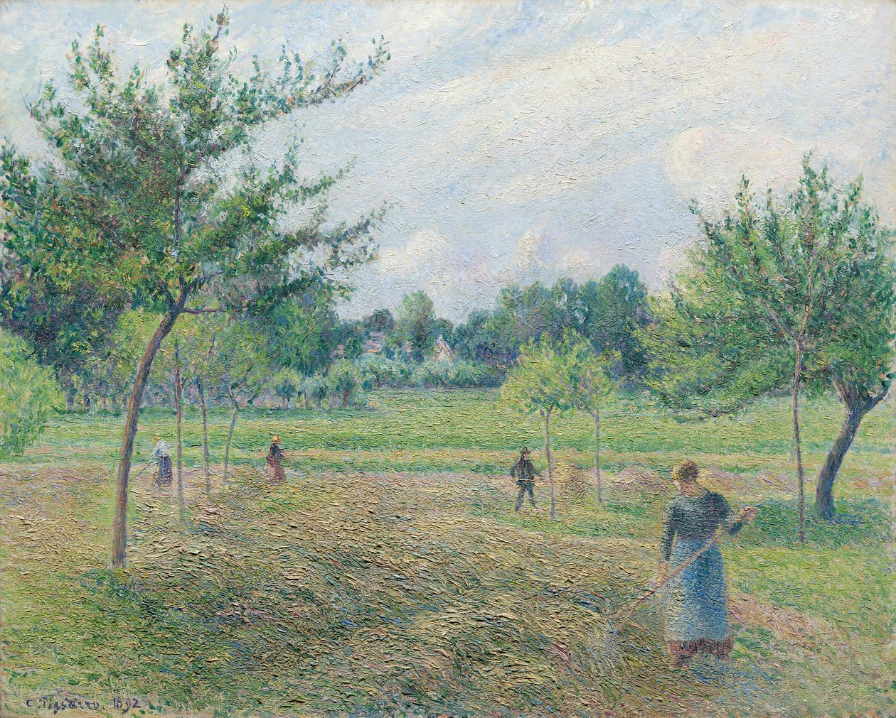 Hooien in Éragny door Camille Pissarro