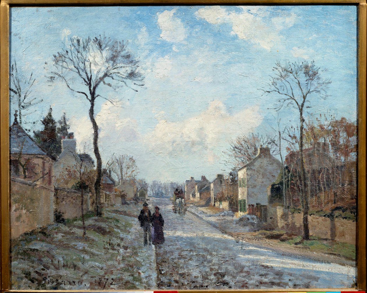 De weg naar Louveciennes door Camille Jacob Pissarro