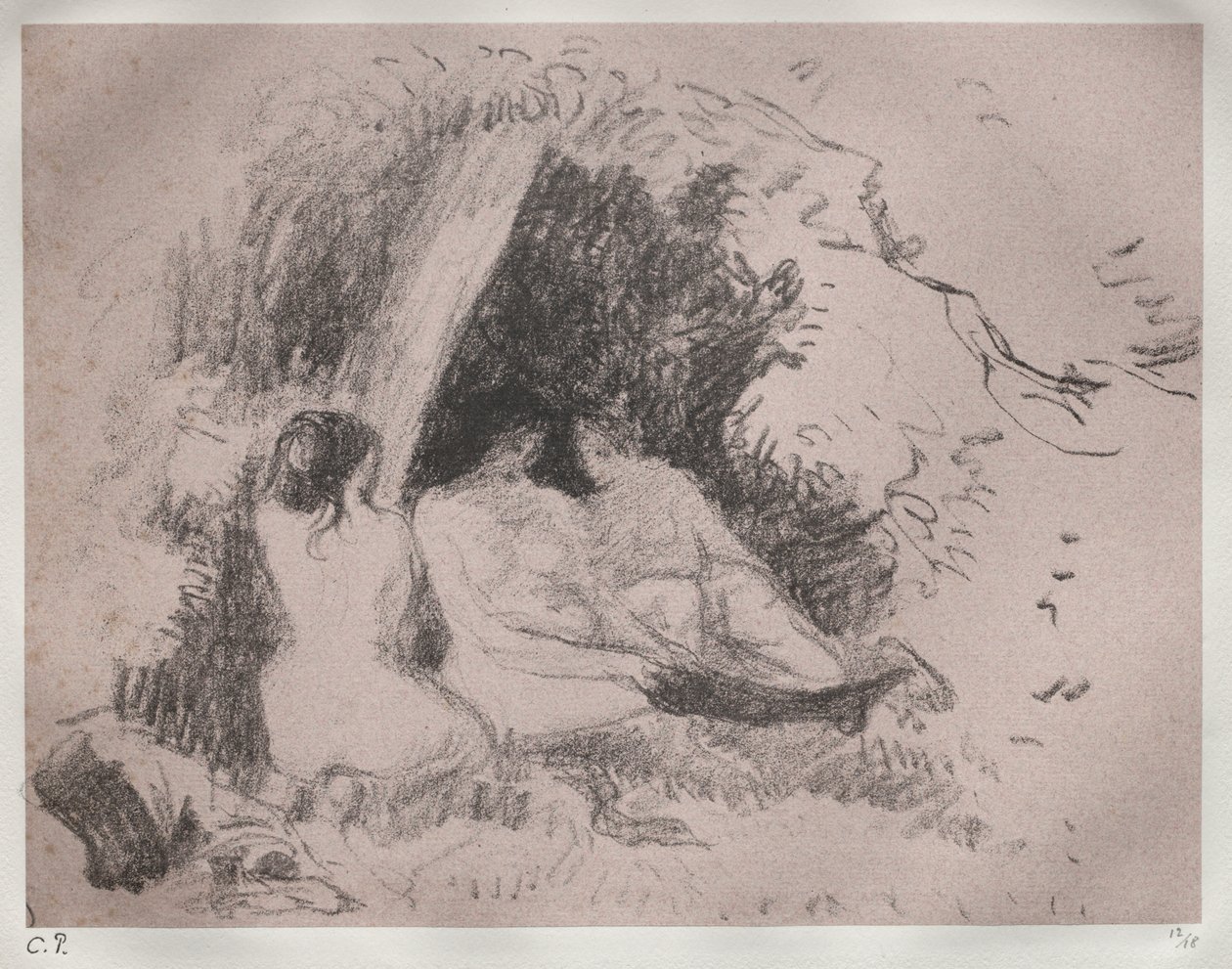 Naakte vrouwen door Camille Pissarro