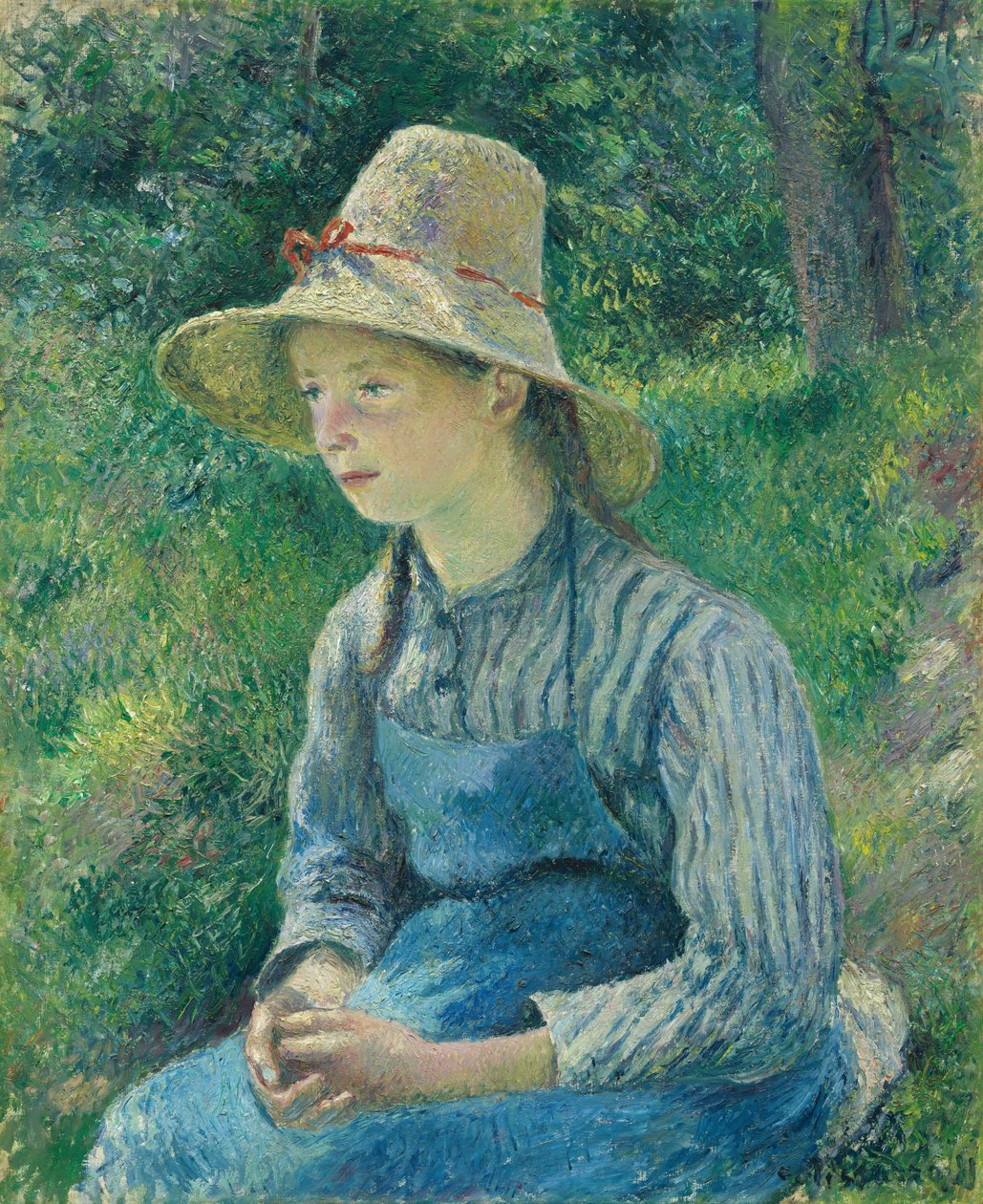 Boerenmeisje met een strohoed, 1881 door Camille Pissarro