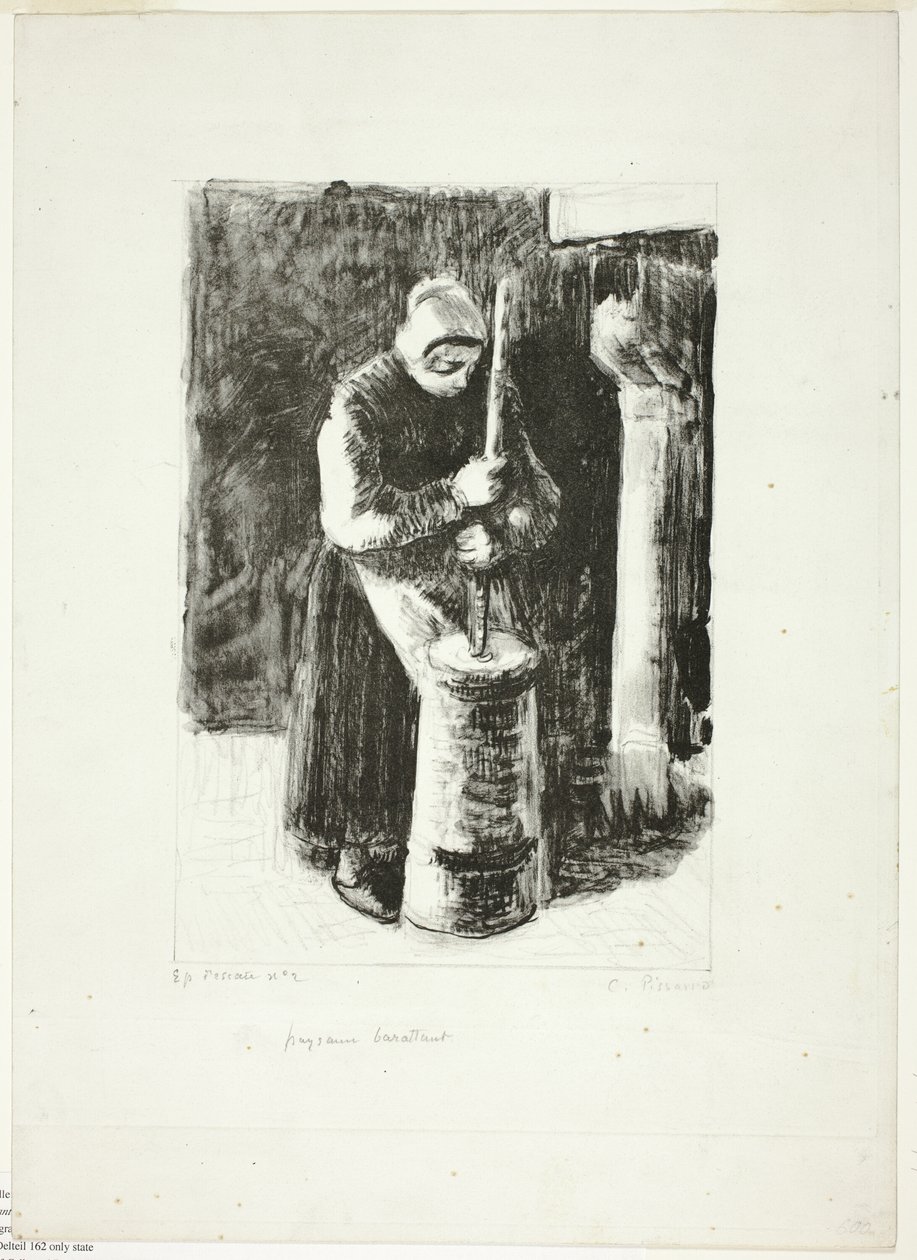 Boerin die melk karnet door Camille Pissarro