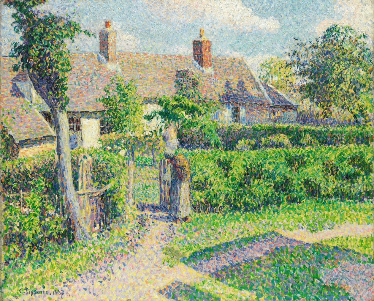 Boerenhuizen, Eragny door Camille Pissarro