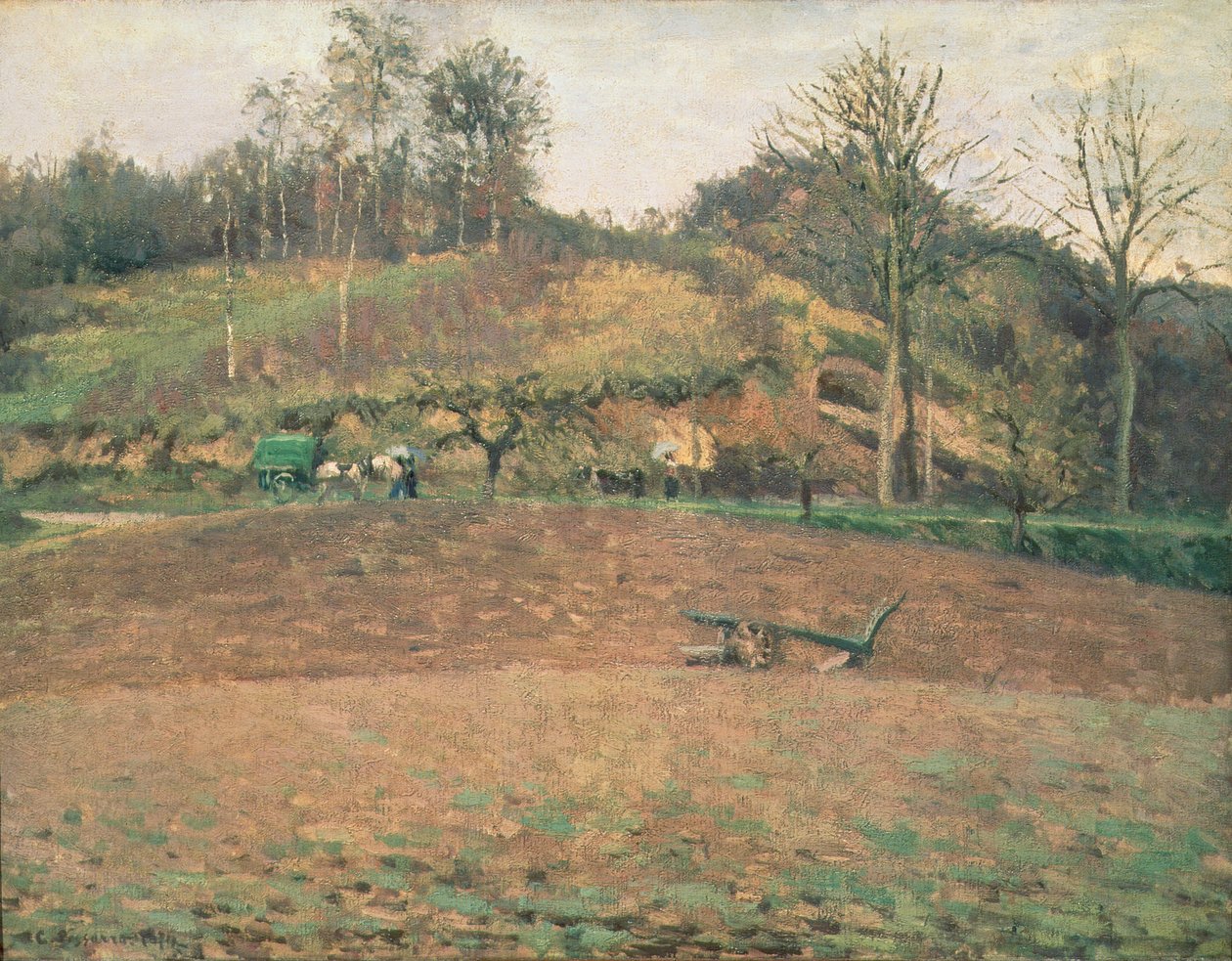 Ploegland door Camille Jacob Pissarro