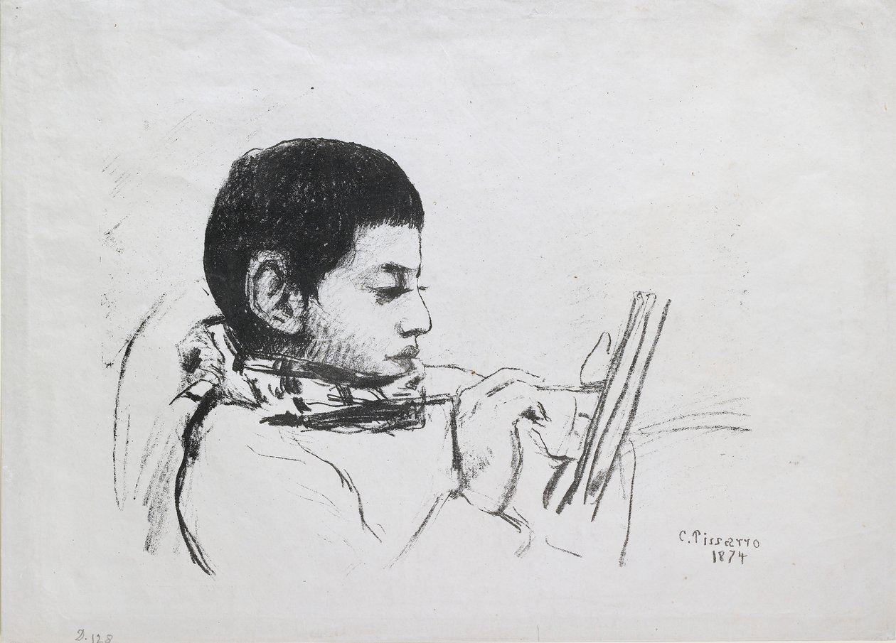 Portret van Lucien Pissarro, 1874 door Camille Pissarro