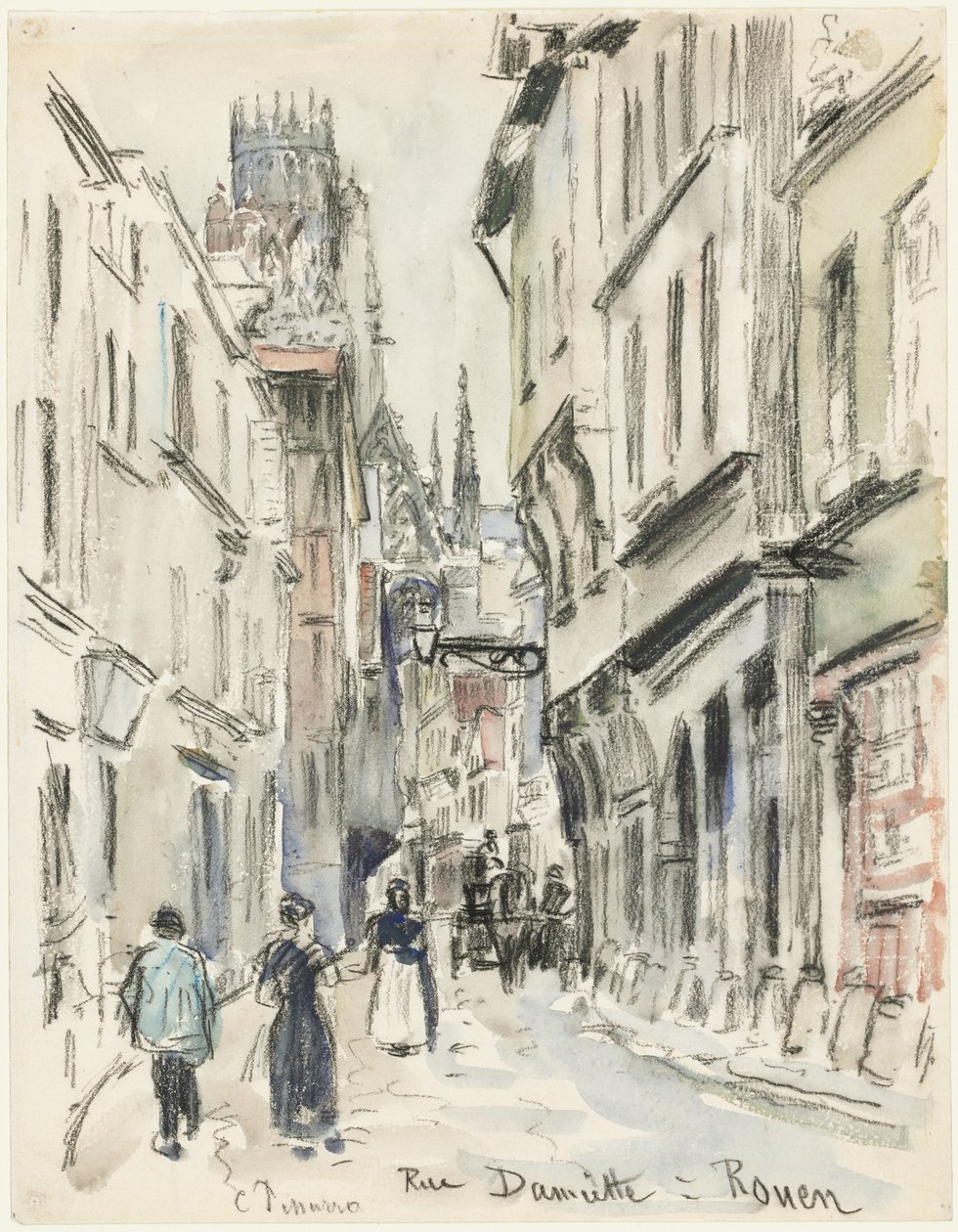 Rue Damiette, Rouen door Camille Pissarro