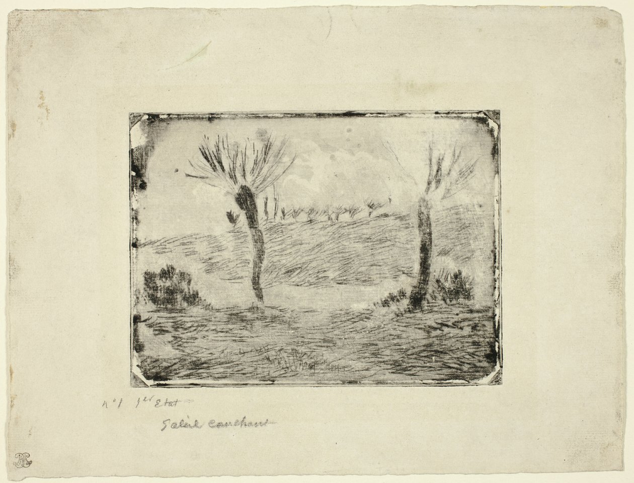 Ondergaande zon door Camille Pissarro