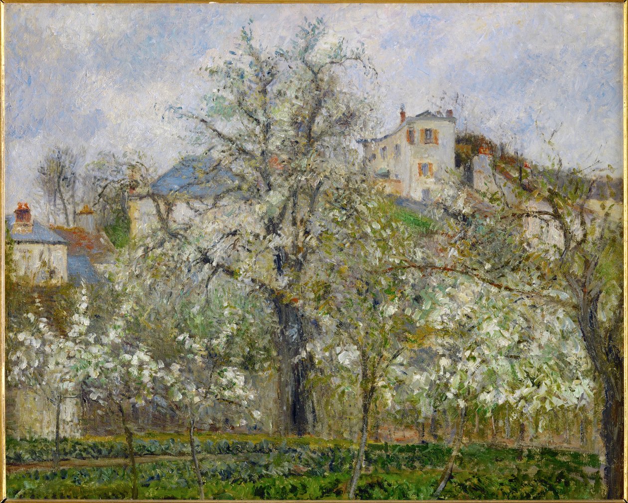 Lente, Perenbloesem (olieverf op doek) door Camille Pissarro