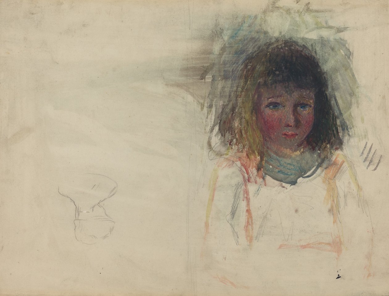 De zoon van de kunstenaar Georges [verso] door Camille Pissarro