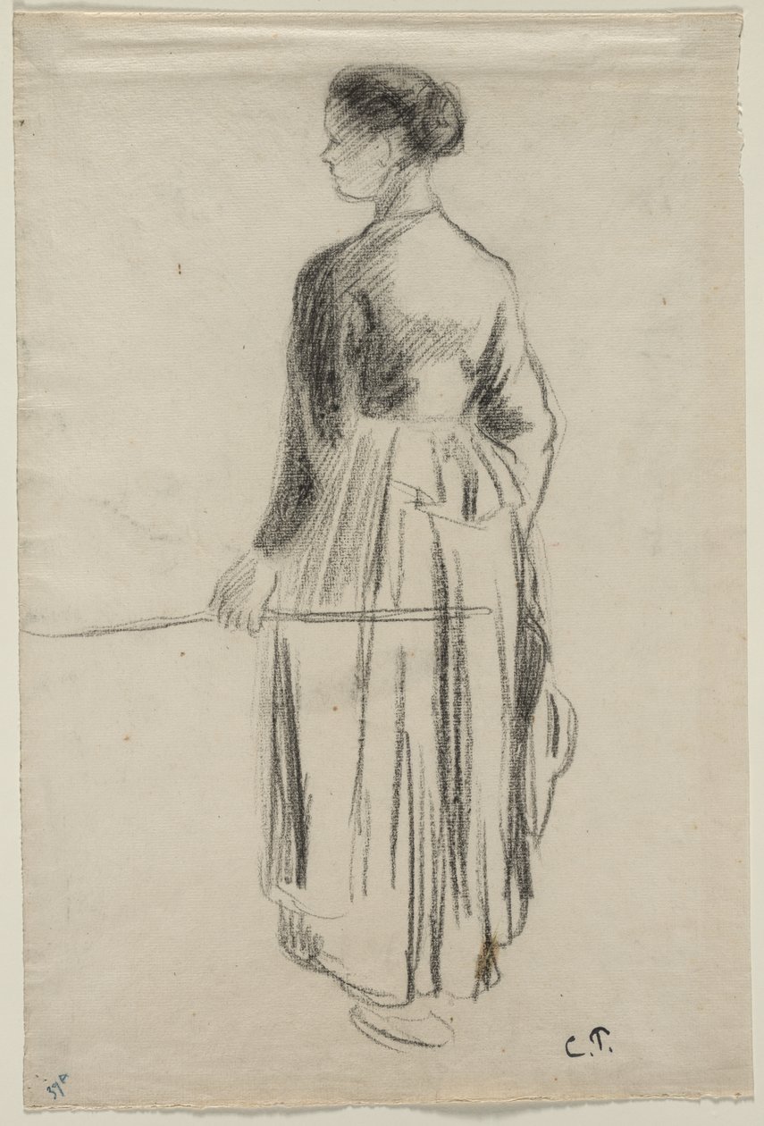 De herderin, Eragny door Camille Pissarro