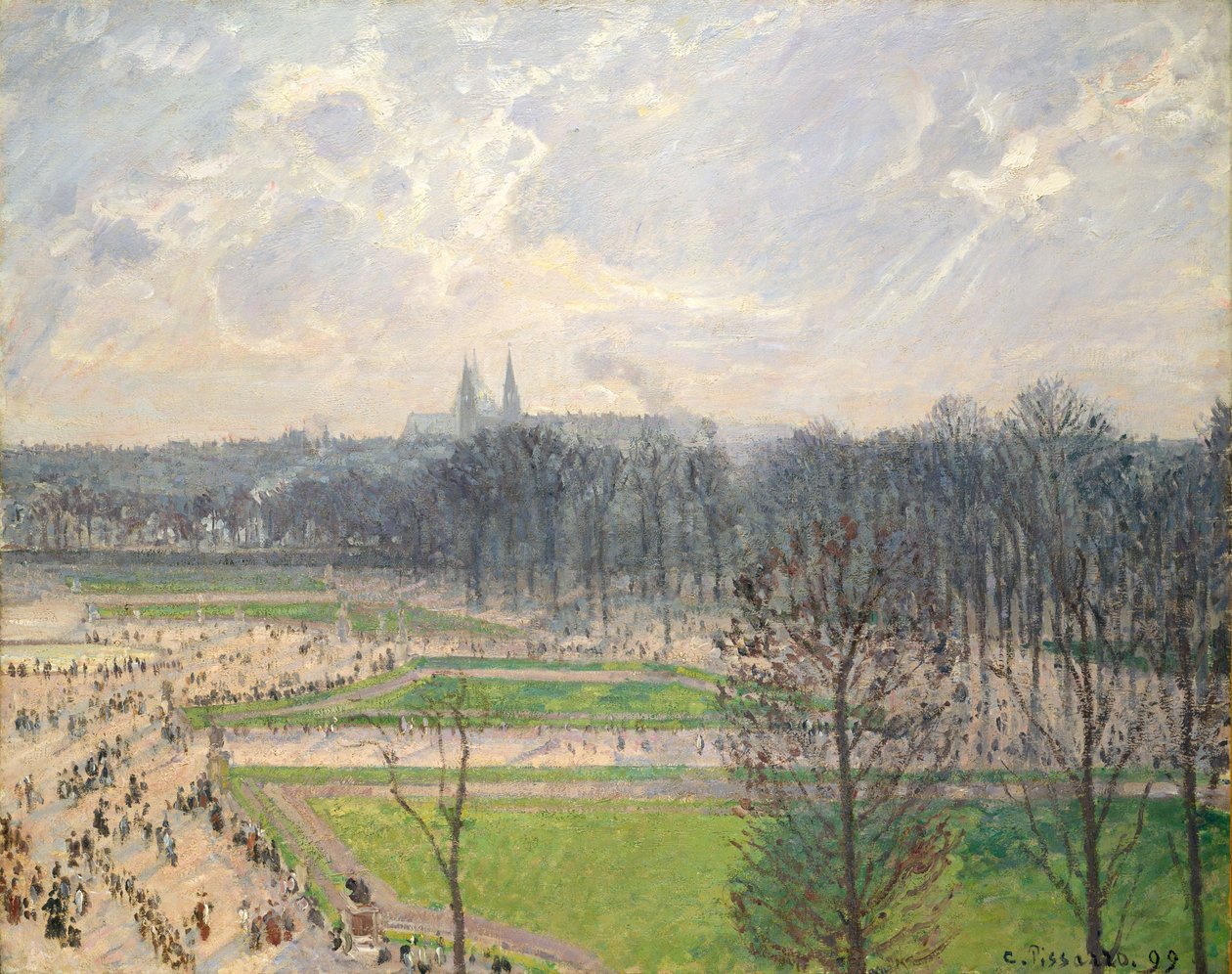 De tuin van de Tuilerieën op een wintermiddag door Camille Jacob Pissarro