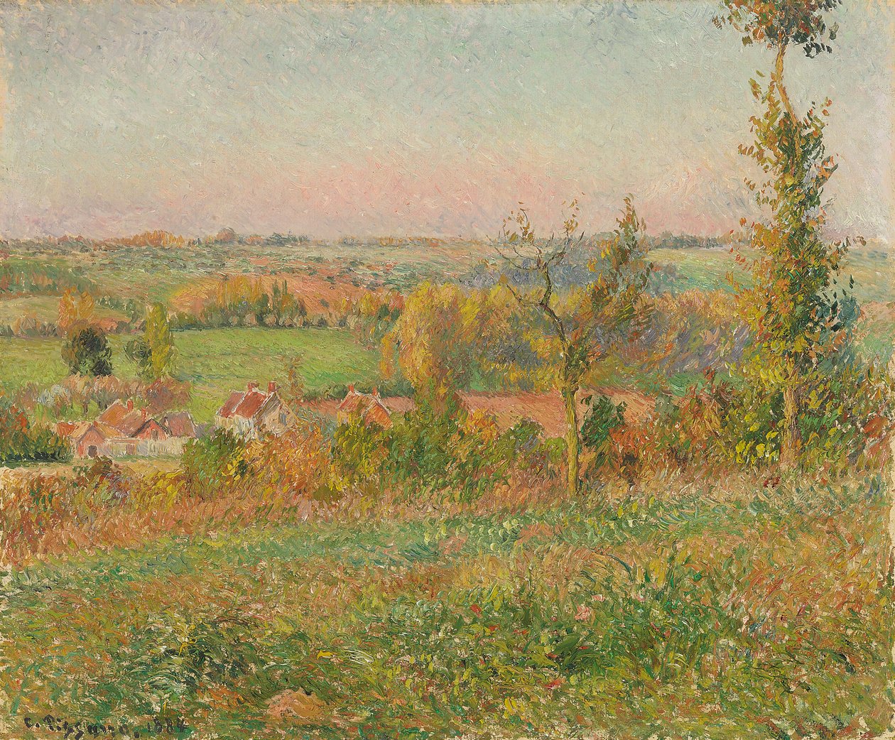 De heuvels van Thierceville gezien vanaf de landweg, omgeving van Eragny, 1884 door Camille Jacob Pissarro