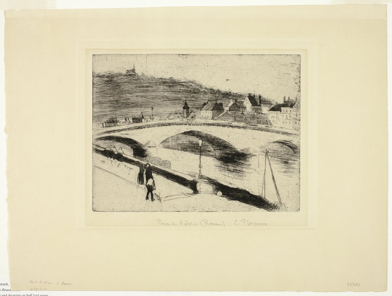 De Stenen Brug in Rouen door Camille Pissarro