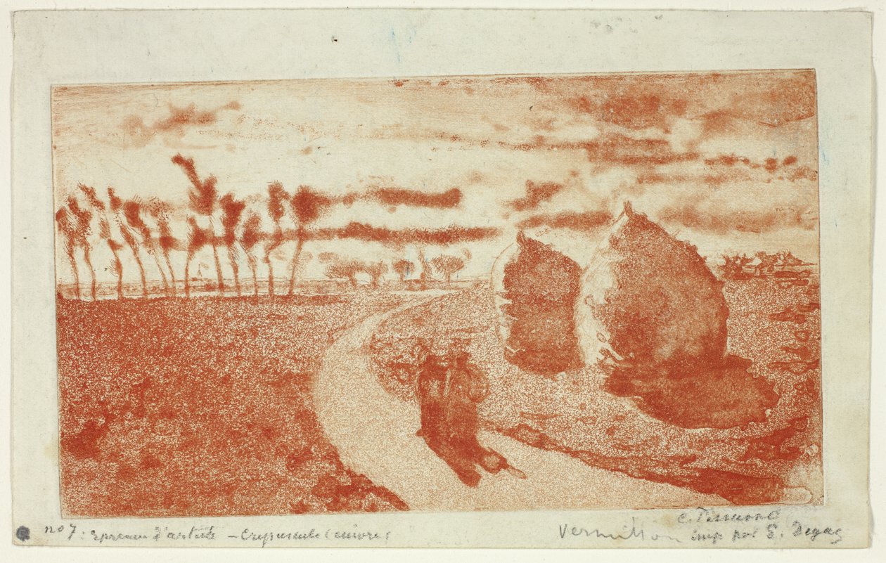 Schemering met Hooibergen door Camille Pissarro