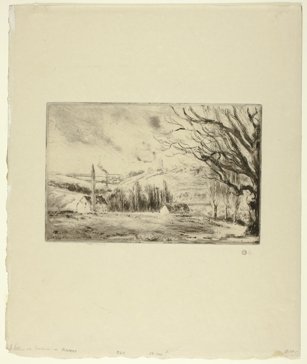 Zicht op Pontoise door Camille Pissarro