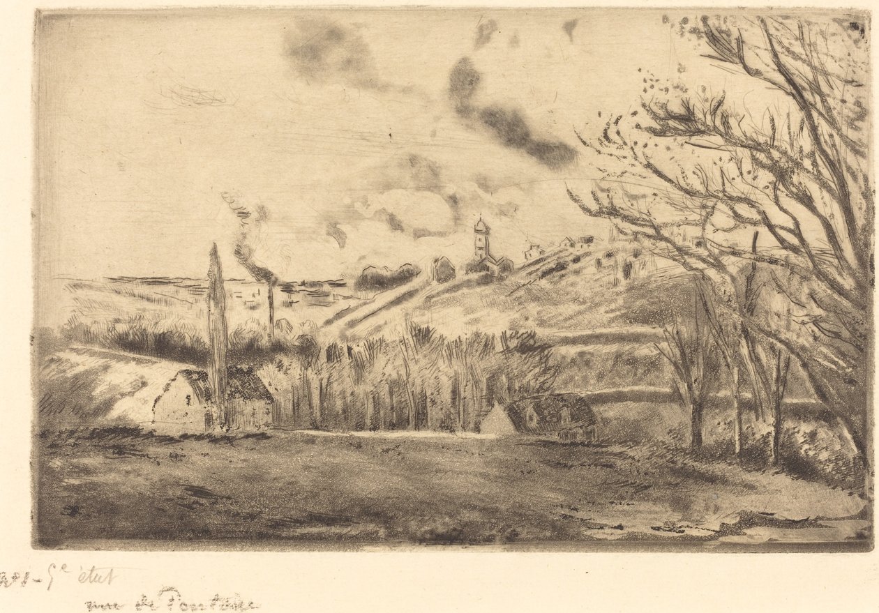 Gezicht op Pontoise door Camille Pissarro