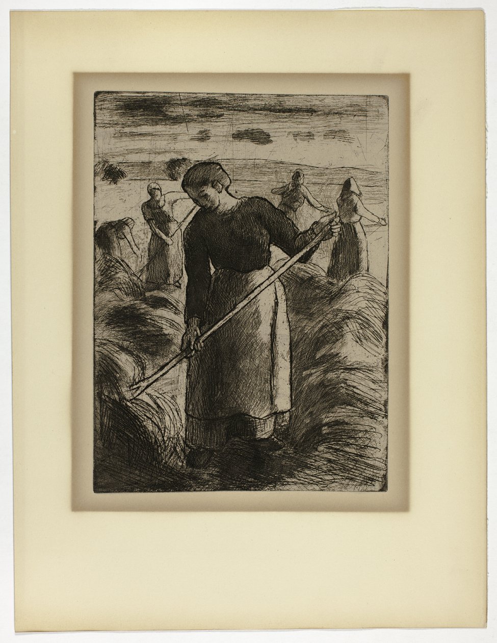 Vrouwelijke Hooier in Éragny door Camille Pissarro