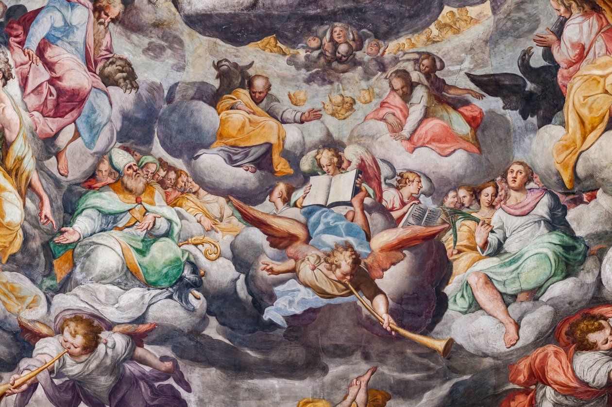 Engelen die muziek spelen (detail) door Camillo Procaccini