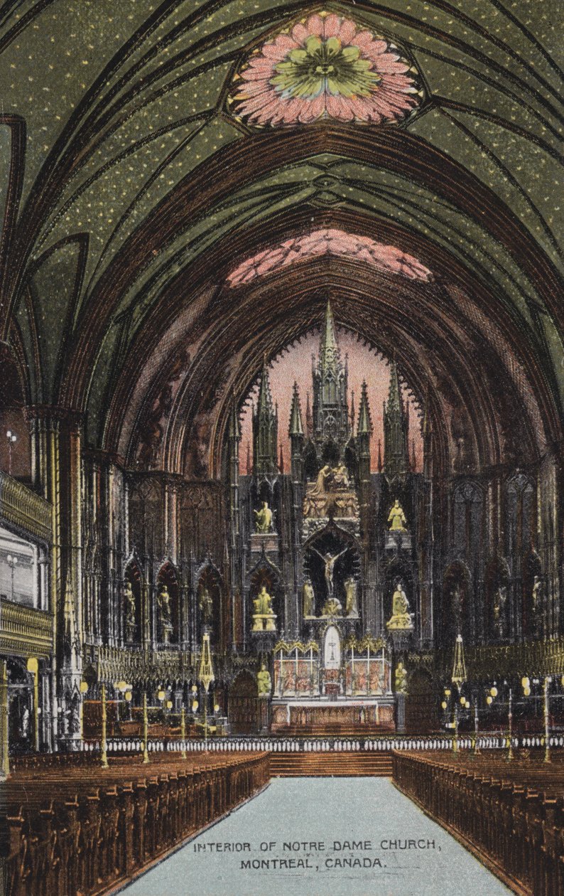 Interieur van de Notre Dame kerk, Montreal, Canada (foto) door Canadian Photographer