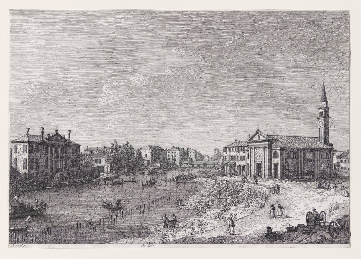 Al Dolo (Bij Dolo), uit de serie Vedute (Gezichten) door Canaletto (Giovanni Antonio Canal)