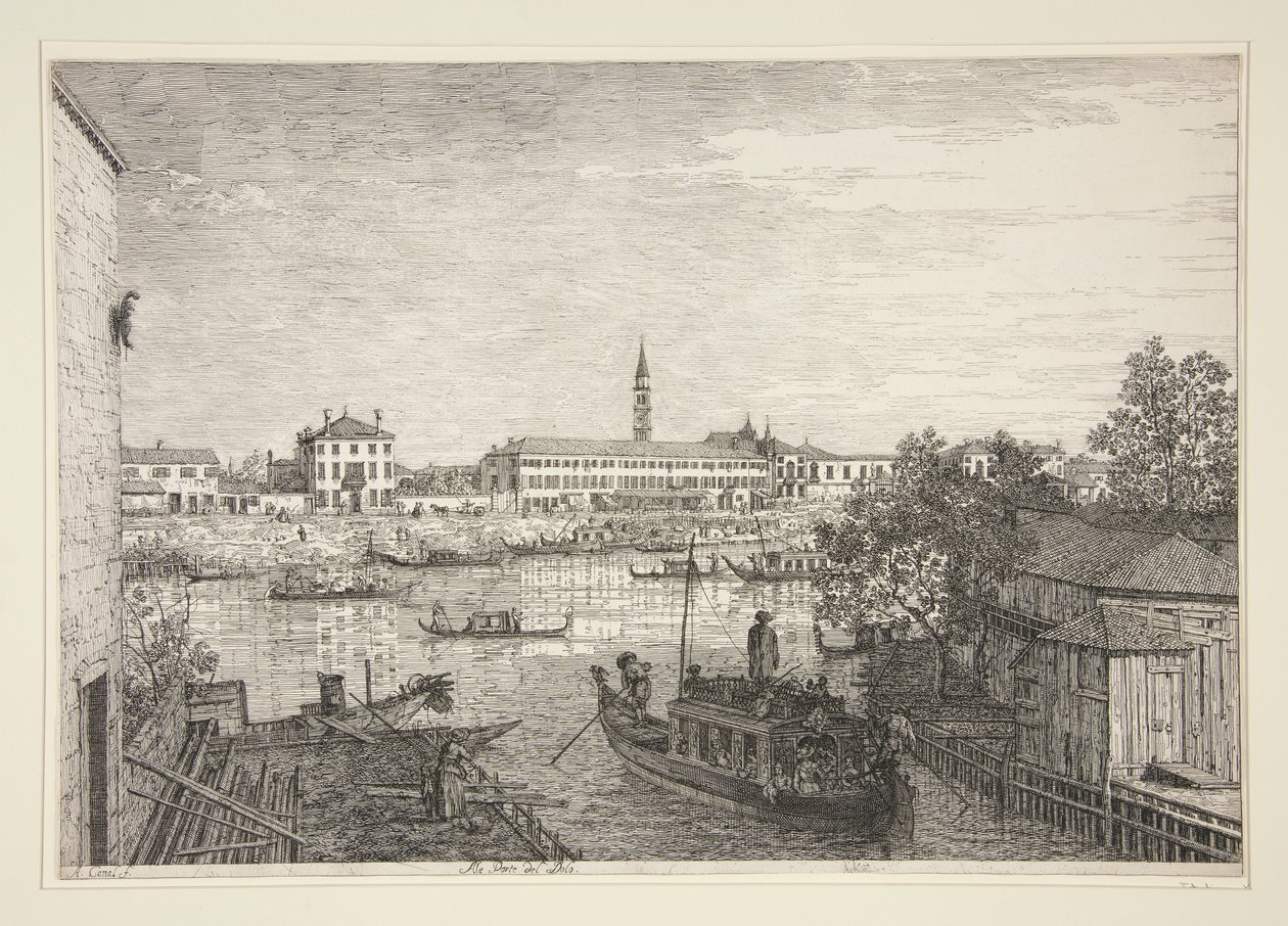 Bij de Sloten van Dolo, uit de serie Vedute (Gezichten) door Canaletto (Giovanni Antonio Canal)
