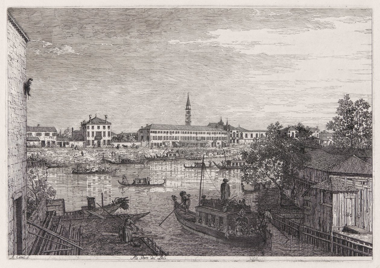 Bij de sluizen van Dolo, uit de serie Vedute door Canaletto (Giovanni Antonio Canal)