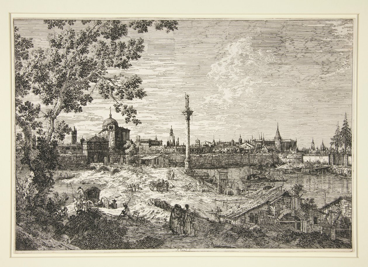 Denkbeeldig Uitzicht op Padua, uit de serie Vedute (Gezichten) door Canaletto (Giovanni Antonio Canal)