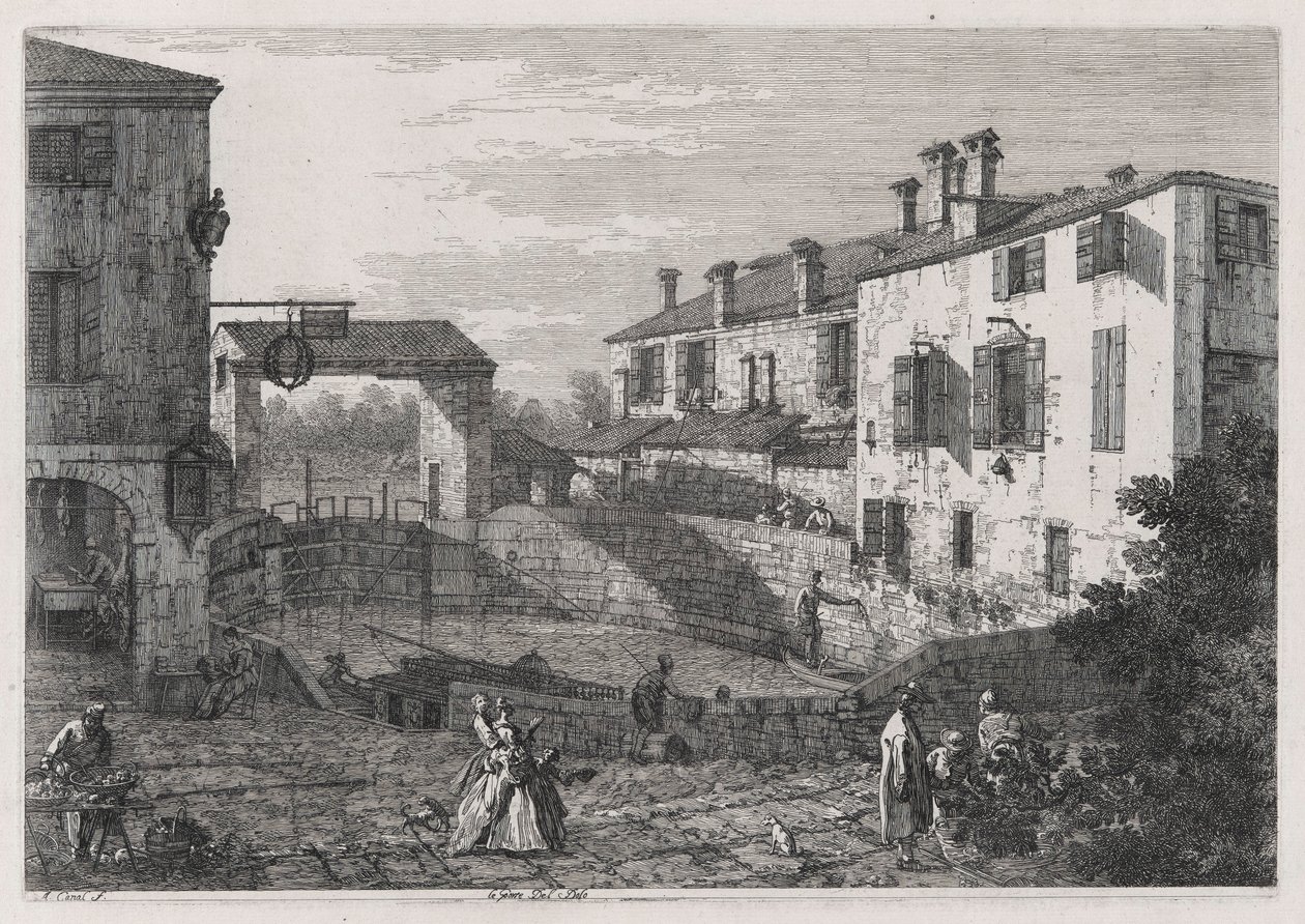 Le Porte Del Dolo, uit de serie Vedute door Canaletto (Giovanni Antonio Canal)