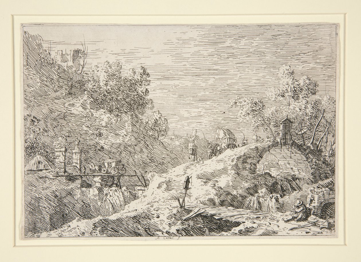 Berglandschap met Vijf Bruggen, uit de Vedute (Zichten) door Canaletto (Giovanni Antonio Canal)