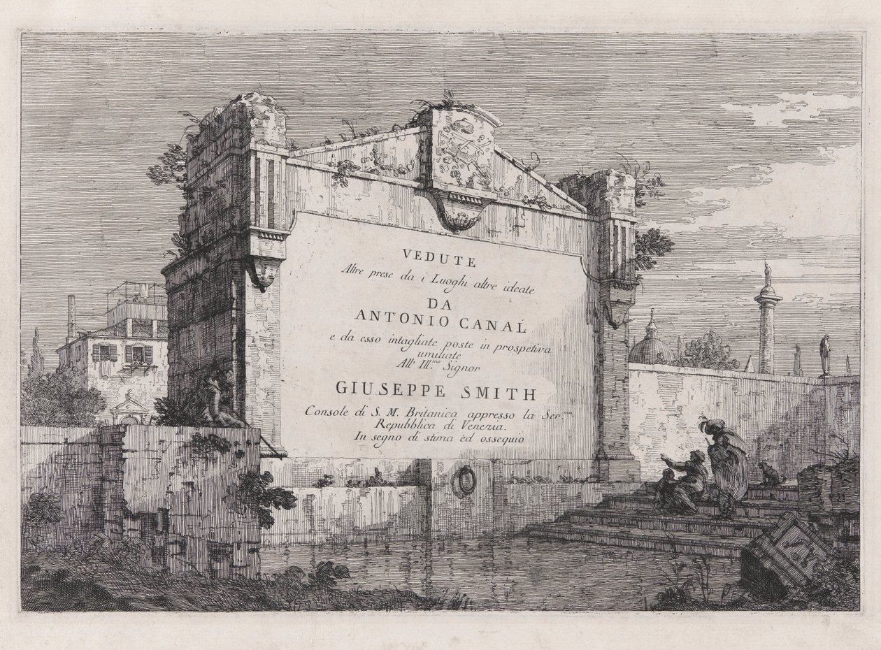 Titelplaat, uit de serie Vedute (Gezichten) door Canaletto (Giovanni Antonio Canal)
