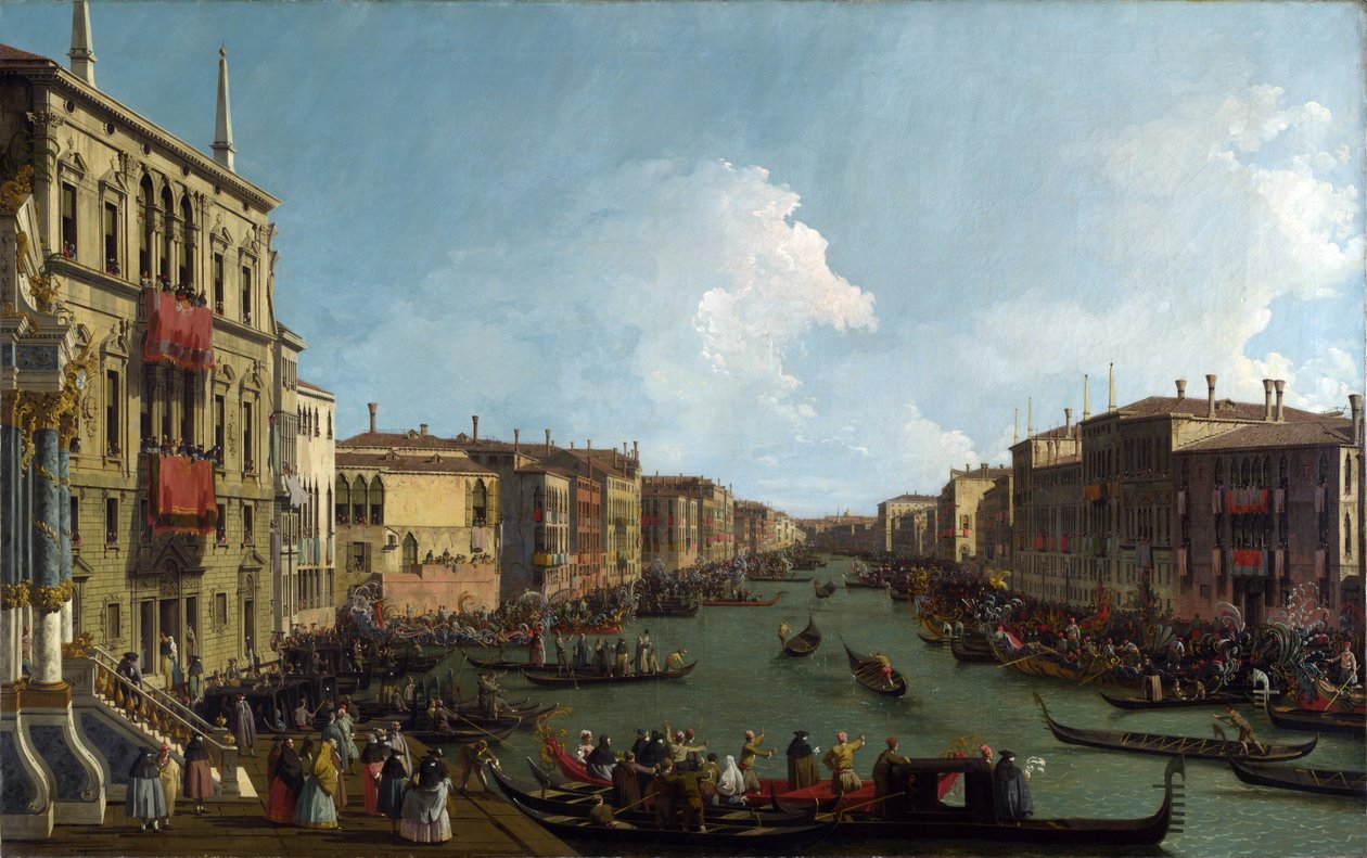 Een Regatta op het Grote Kanaal door Canaletto