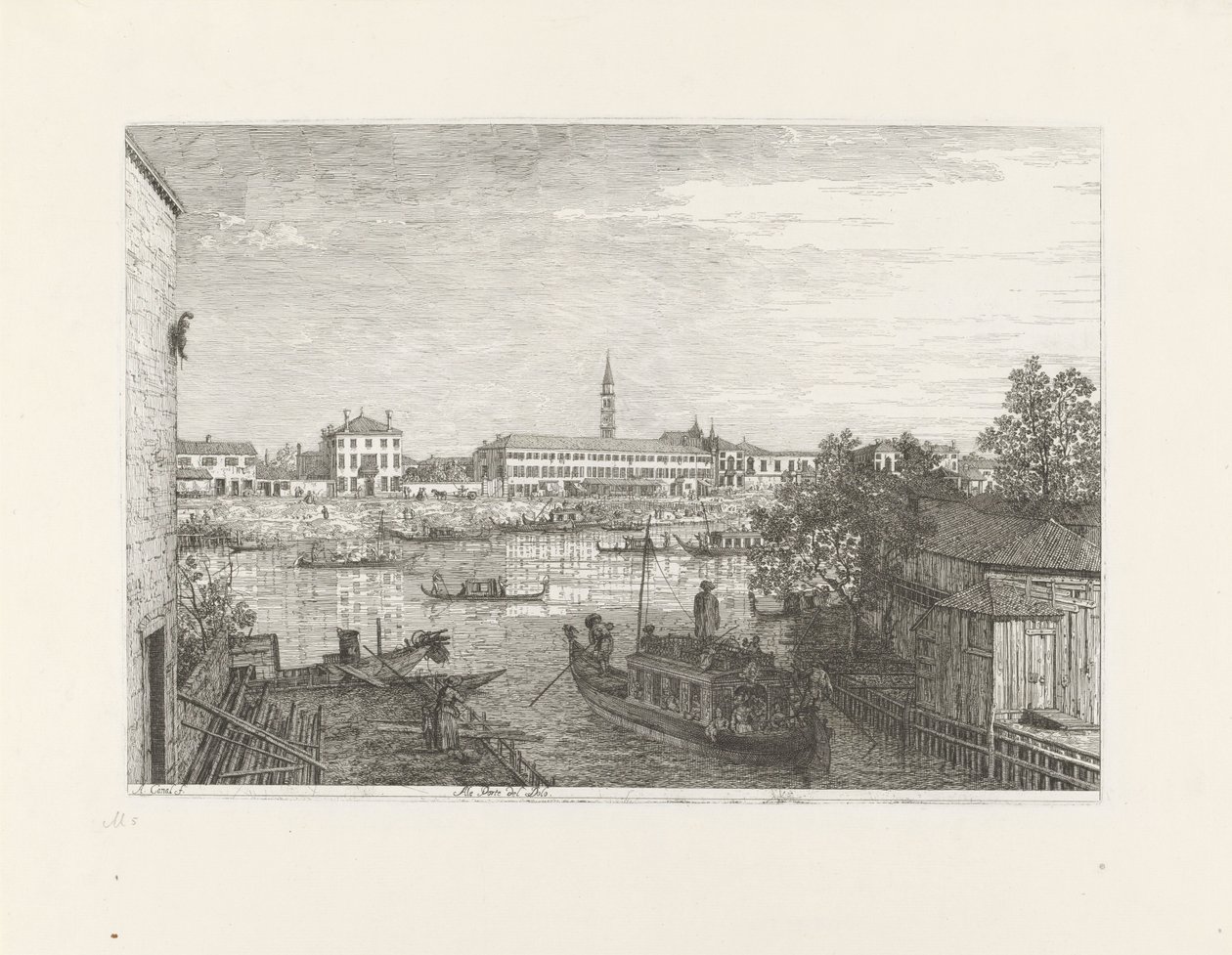 Aanlegplaats te Dolo door Canaletto