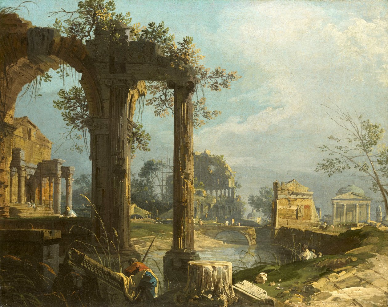 Canaletto - Een capriccio met ruïnes 1742-44 door Canaletto