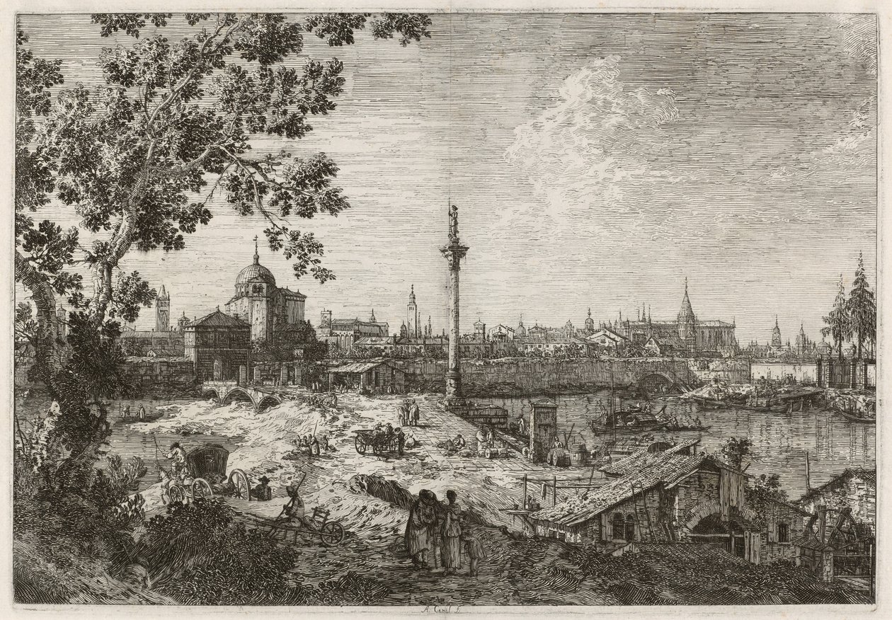 Denkbeeldig uitzicht op Padua, ca. 1735-1746 door Canaletto